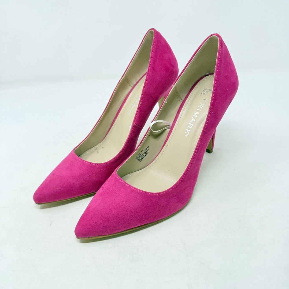 Primark Fuchsia Pink Suede Pointed Toe Classic Heels Size 8